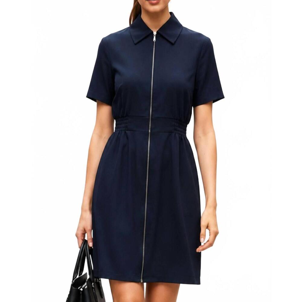 NEW VAVA short sleeve zip up dress in navy